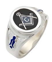 Masonic ring Round stone with S&C and "G" - Sterling Silver